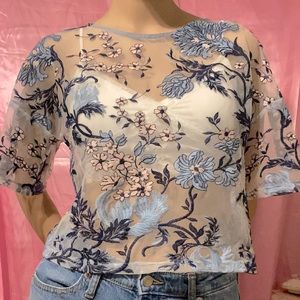 Completely Embroidered See-Through Handmade Chinese Inspired Top